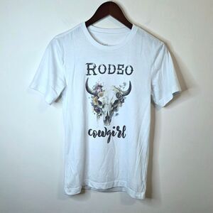 Rodeo Cowgirl Cow Skull Tee Size Small XS